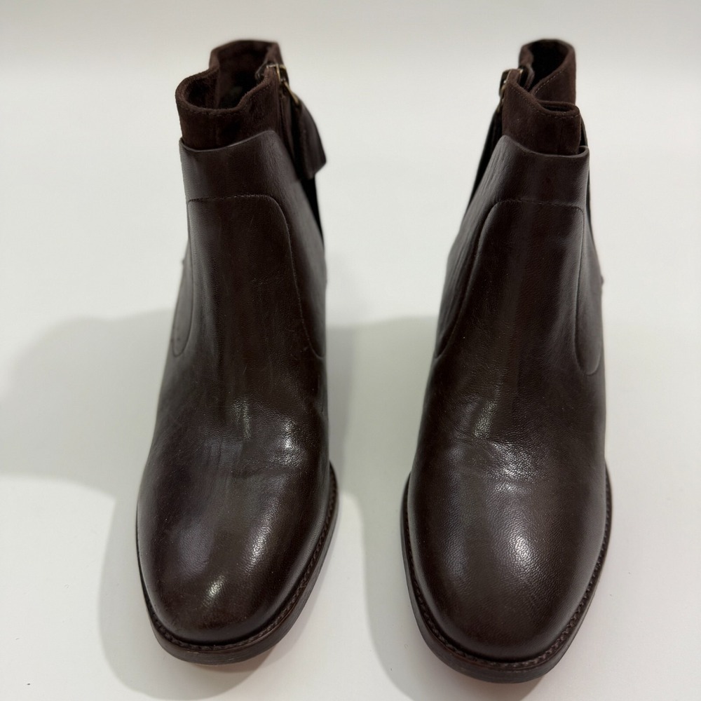 Johnston & Murphy Brown Leather Zip Up Ankle Bootie 2.75" Block Heel Sz 8M - Picture 3 of 16